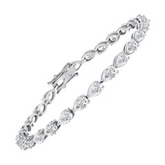18k White Gold Pear-Shape Diamond Tennis Bracelet (F-G, Vs)