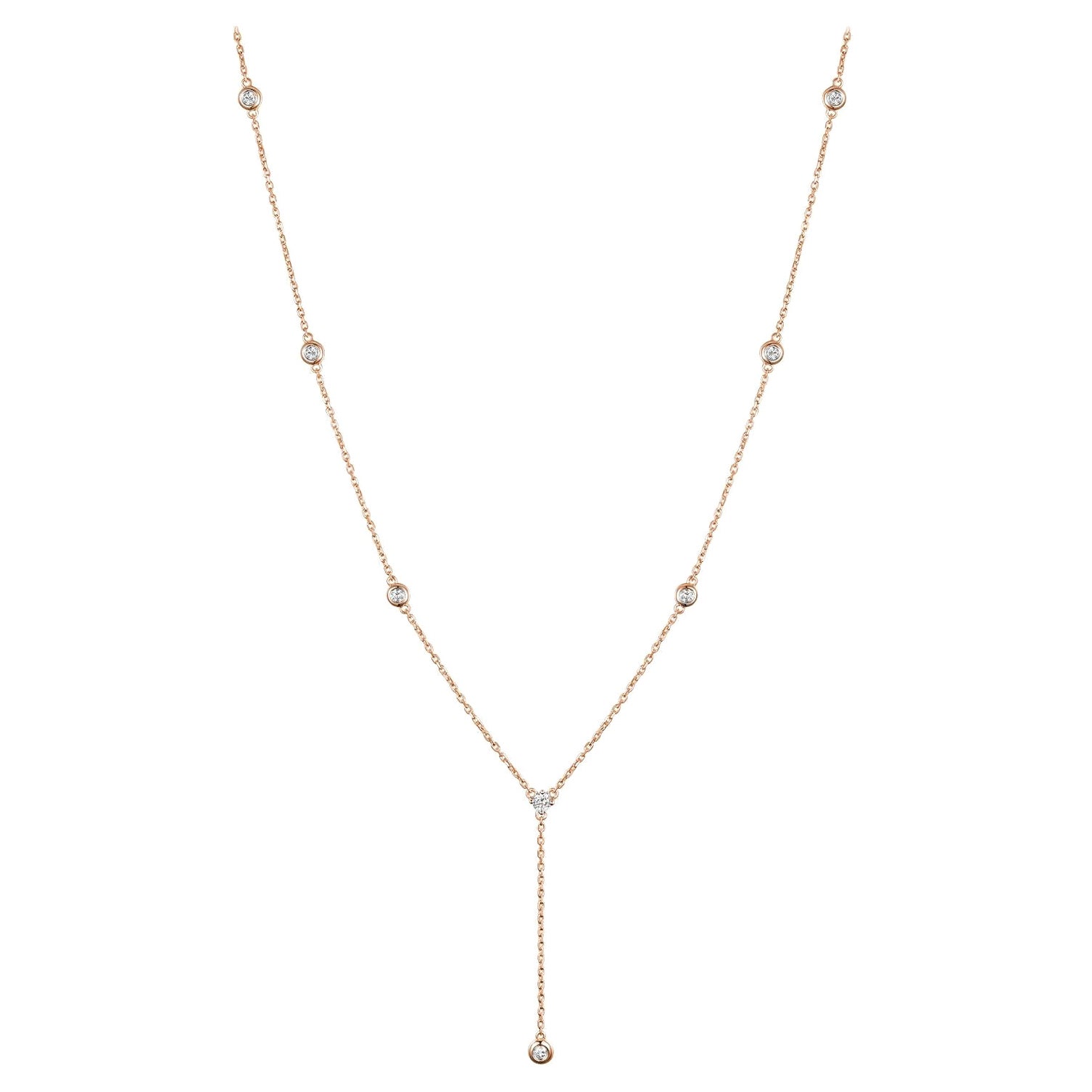 8-Station Diamond by the Yard Necklace in 14 Karat Rose Gold