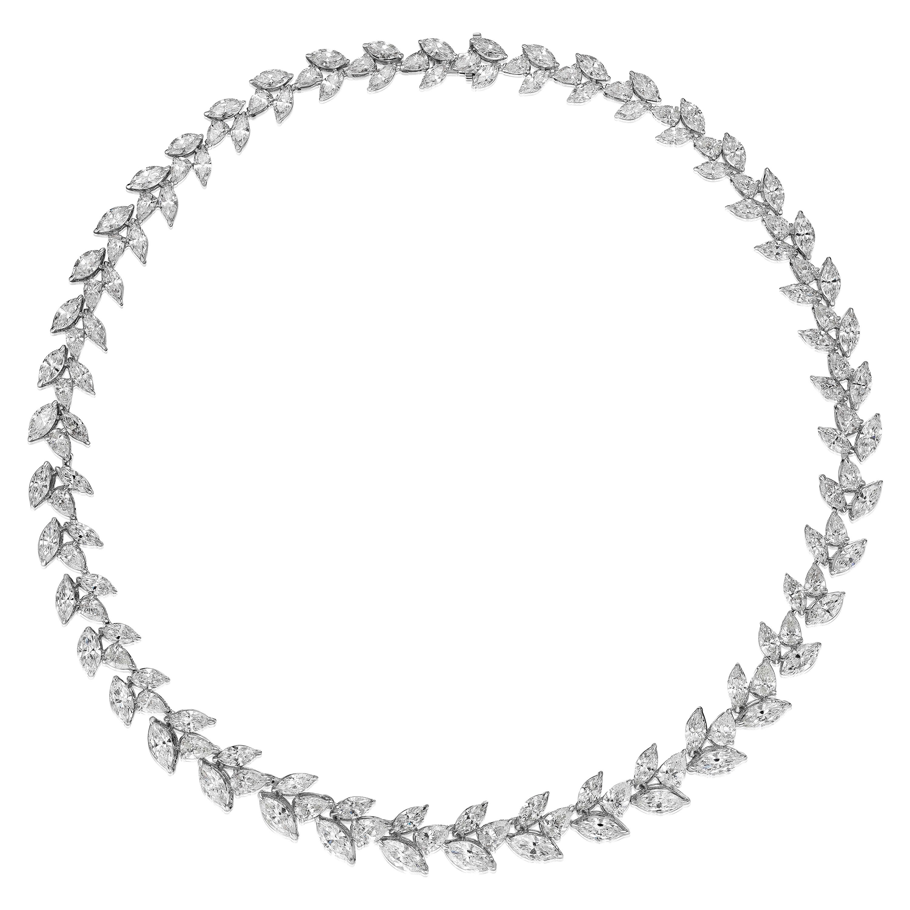 Marquise and Pear Diamond Necklace For Sale