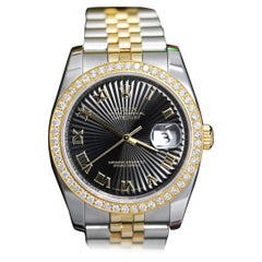 Rolex Datejust Black Sundust Roman Dial with Diamond Bezel Watch