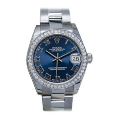 Rolex Lady-Datejust Blue Roman Dial with Diamond Bezel Watch