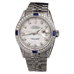 Vintage Rolex Oyster Perpetual Datejust White Mother of Pearl Diamond Watch