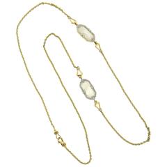 Ivanka Trump Gold White Labradorite Diamond Long Necklace