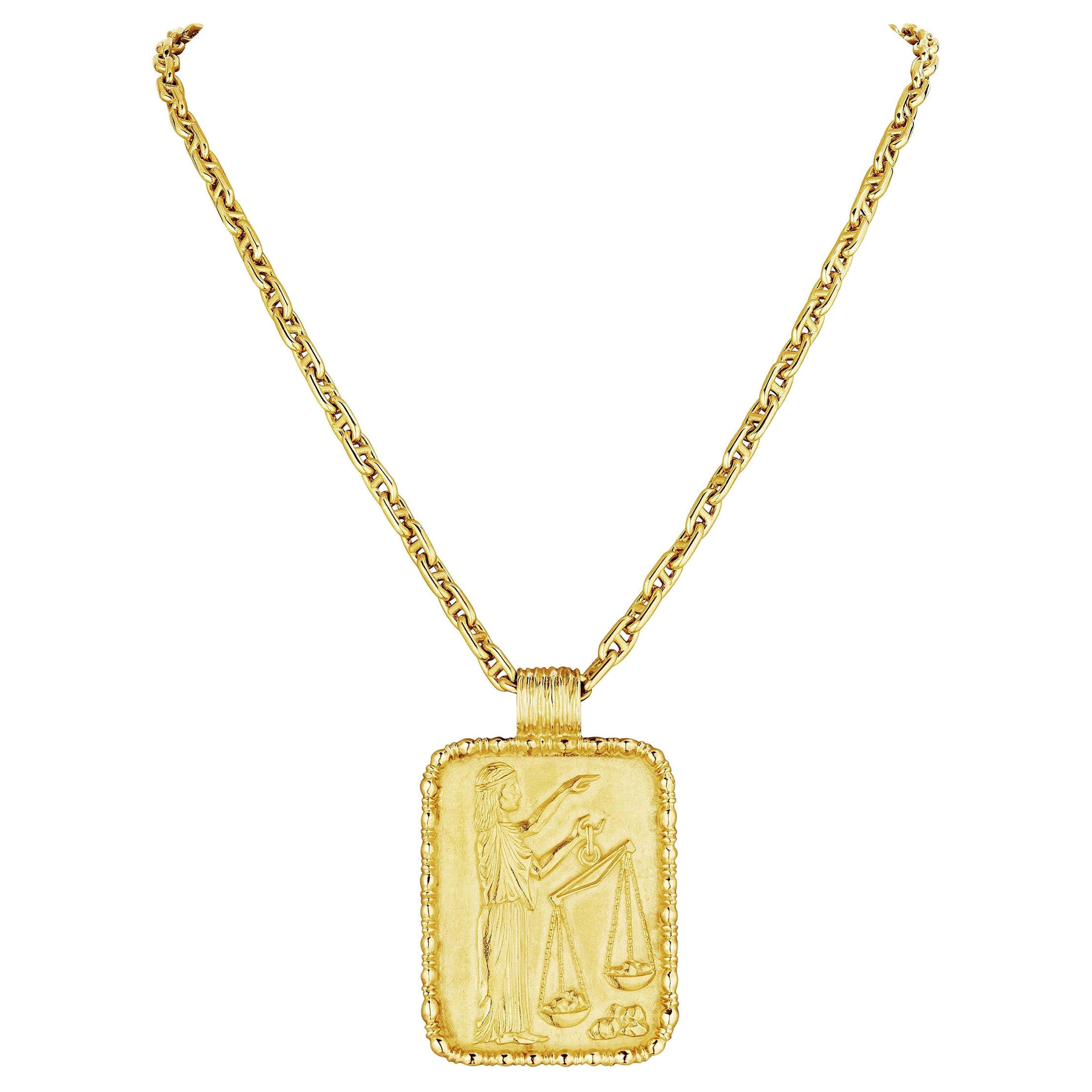 Fred Paris Libra Zodiac Modernist Gold Pendant