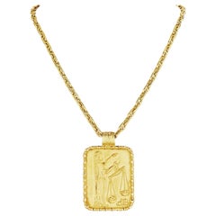 Vintage Fred Paris Libra Zodiac Modernist Gold Pendant