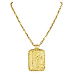 Retro Fred Paris Libra Zodiac Modernist Gold Pendant