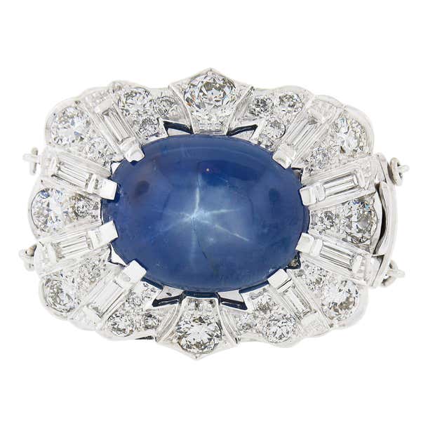 Vintage Erwin Reu Co 14k Gold GIA Cabochon Star Sapphire Diamond 2 ...