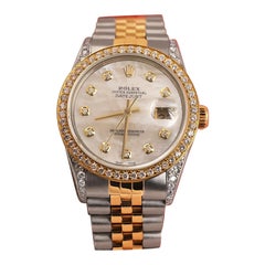 Rolex White Mother of Pearl Dial with Round Diamonds Datejust Watch 16013