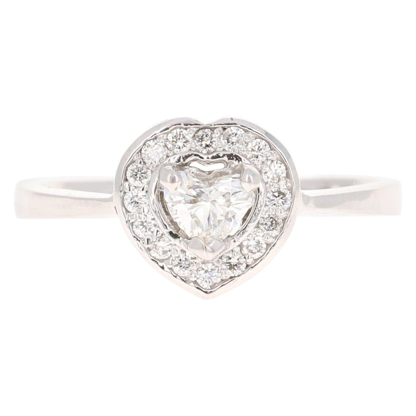0.43 Carat Diamond 14 Karat White Gold Engagement Ring For Sale