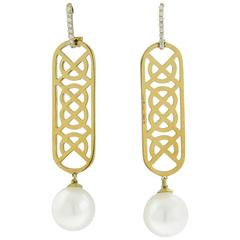 Ivanka Trump Pearl Diamond Gold Earrings