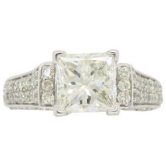 Certified 2.59ctw Princess Cut Diamond Engagement Ring