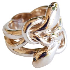 Snake Ring Black Diamond Double Head Victorian Style J Dauphin