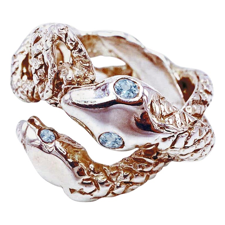 White Diamond Snake Ring Adjustable Bronze J Dauphin For Sale at 1stDibs