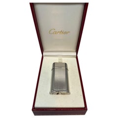 Encendedor Le Must de Cartier Vintage Retro Acabado Plata y Platino