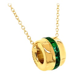 18 Karat Yellow Gold Carre Emeralds Garavelli Pendant with Chain