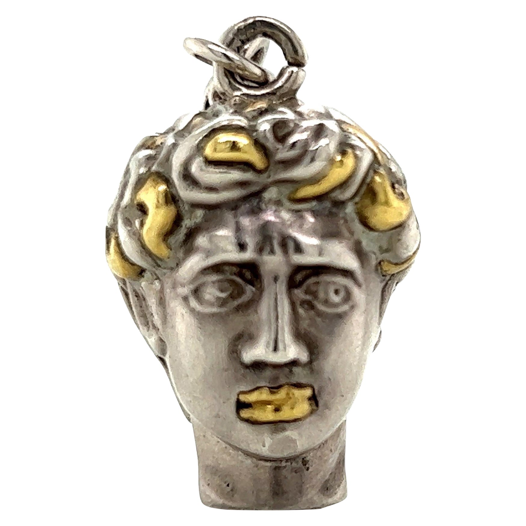 Sterling Silver "David the Lover Boy" Key Ring/Pill Box/Pendant with Brass For Sale