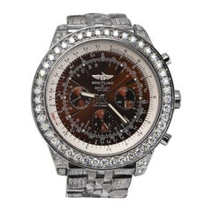 Breitling for Bentley Motors Bronze Dial Stainless Steel Iced Out Diamond A25362