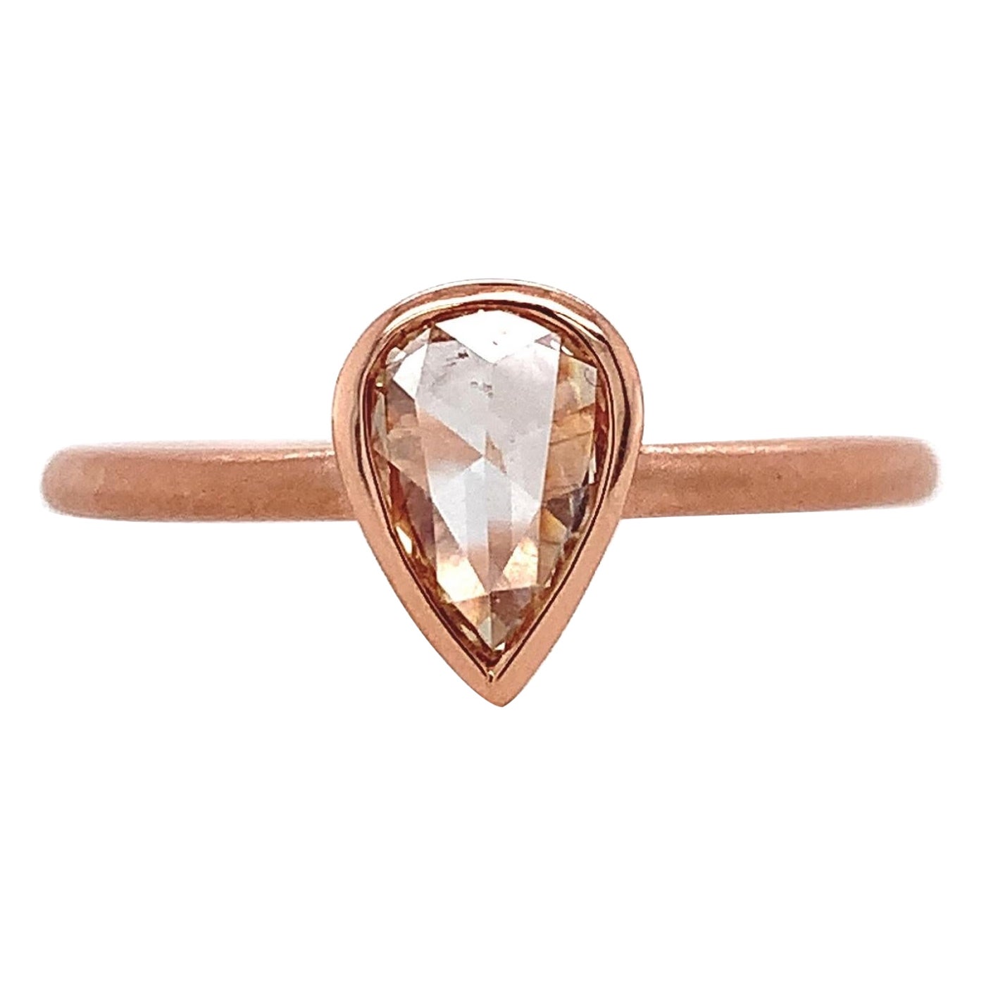 Bague en or rose 14K avec diamant champagne 0,39ct