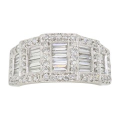 Elegant Baguette & Round Brilliant Cut Diamond Band Ring