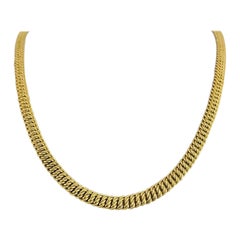 18 Karat Yellow Gold Ladies Textured Twisted Curb Link Necklace Italy