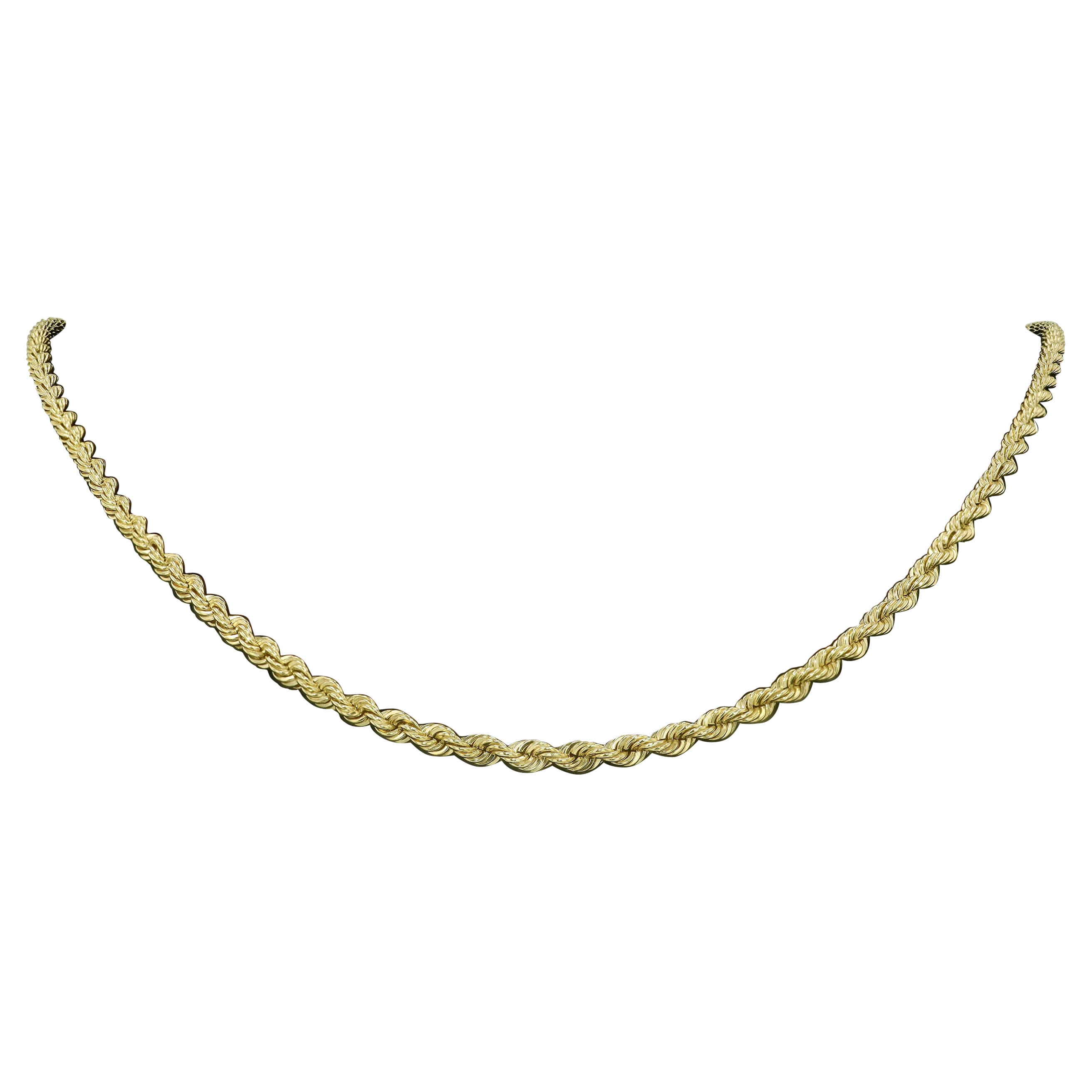 Collier Chaîne Corde Torsadée Plaqué Or 18K - Longueur 53 Cm - Bijou Vintage - Occasion Parfait état