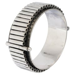 Antique machine-inspired 1960s heavy solid silver bracelet from A. Tillander