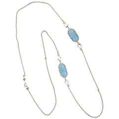 Ivanka Trump Aquamarine Diamond Gold Long Necklace 9