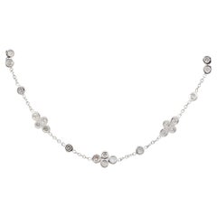 1.9 Carat Round Diamond Floral Necklace 18 Karat in Stock