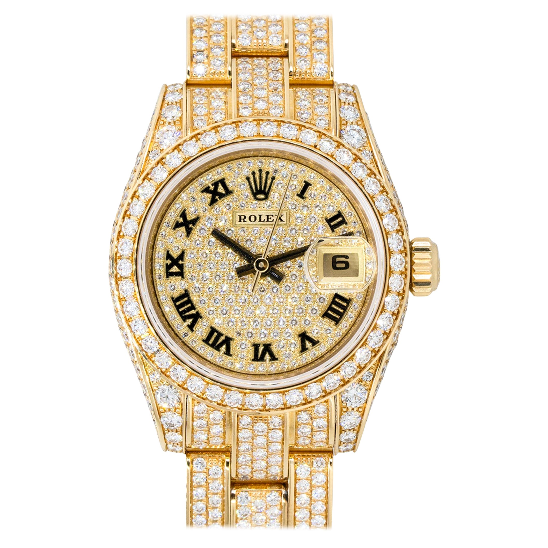 Rolex 179458 Datejust All Factory Diamond Watch 18 Karat in Stock