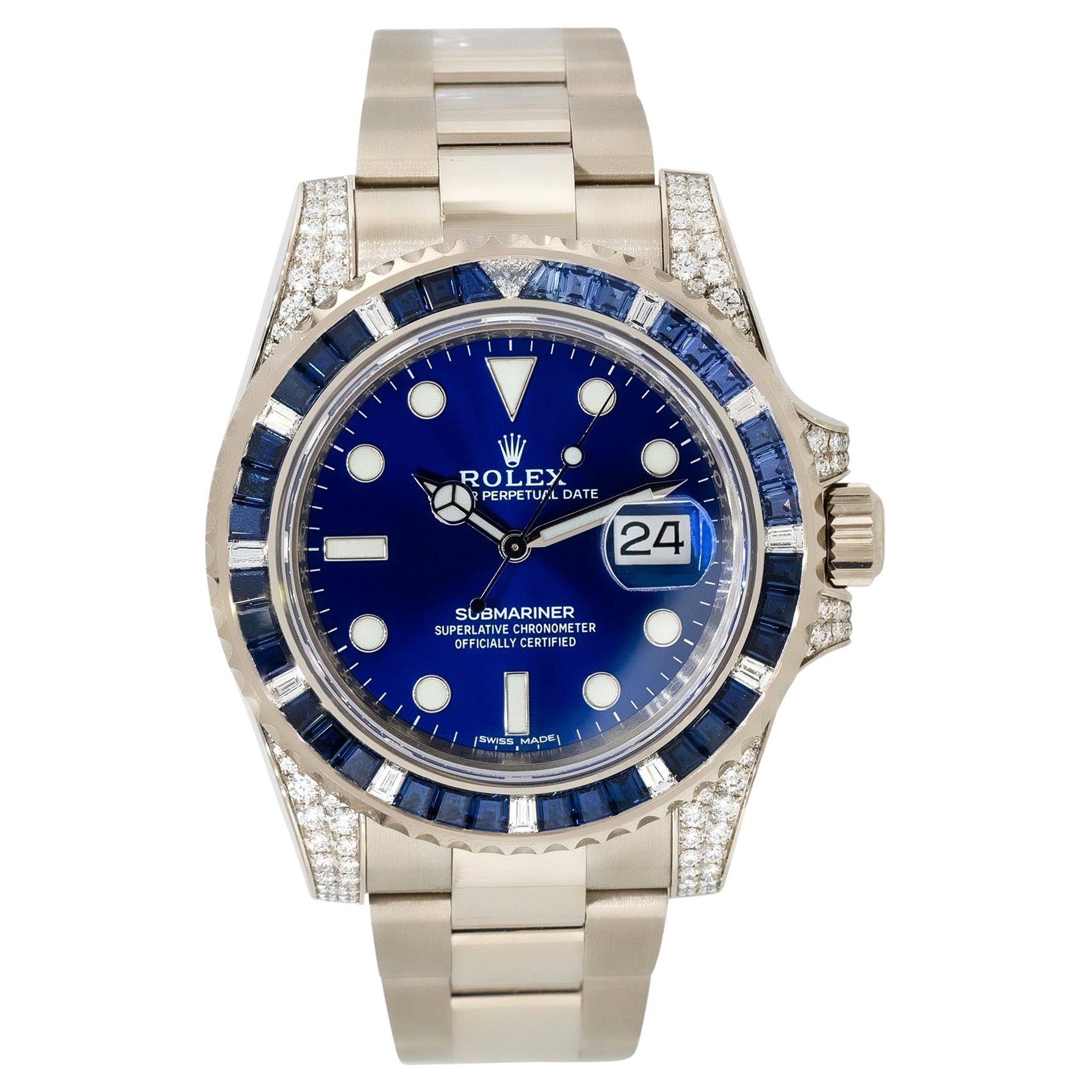 Rolex 116659SABR Submariner 18 Karat Sapphire & Diamond Watch For Sale