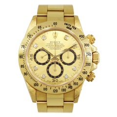Rolex 16528 Daytona Zenith 18k Yellow Gold Champagne Serti Dial Watch