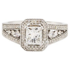 Bague de fiançailles en or blanc 14 carats avec diamant taille princesse de 1,50 carat