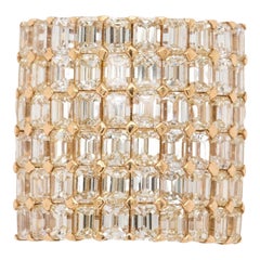 Bague cocktail en or jaune 18 carats à 8 rangées de diamants, en stock