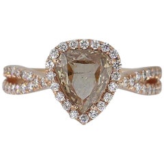 Triangle Shaped Diamond Halo Engagement Ring