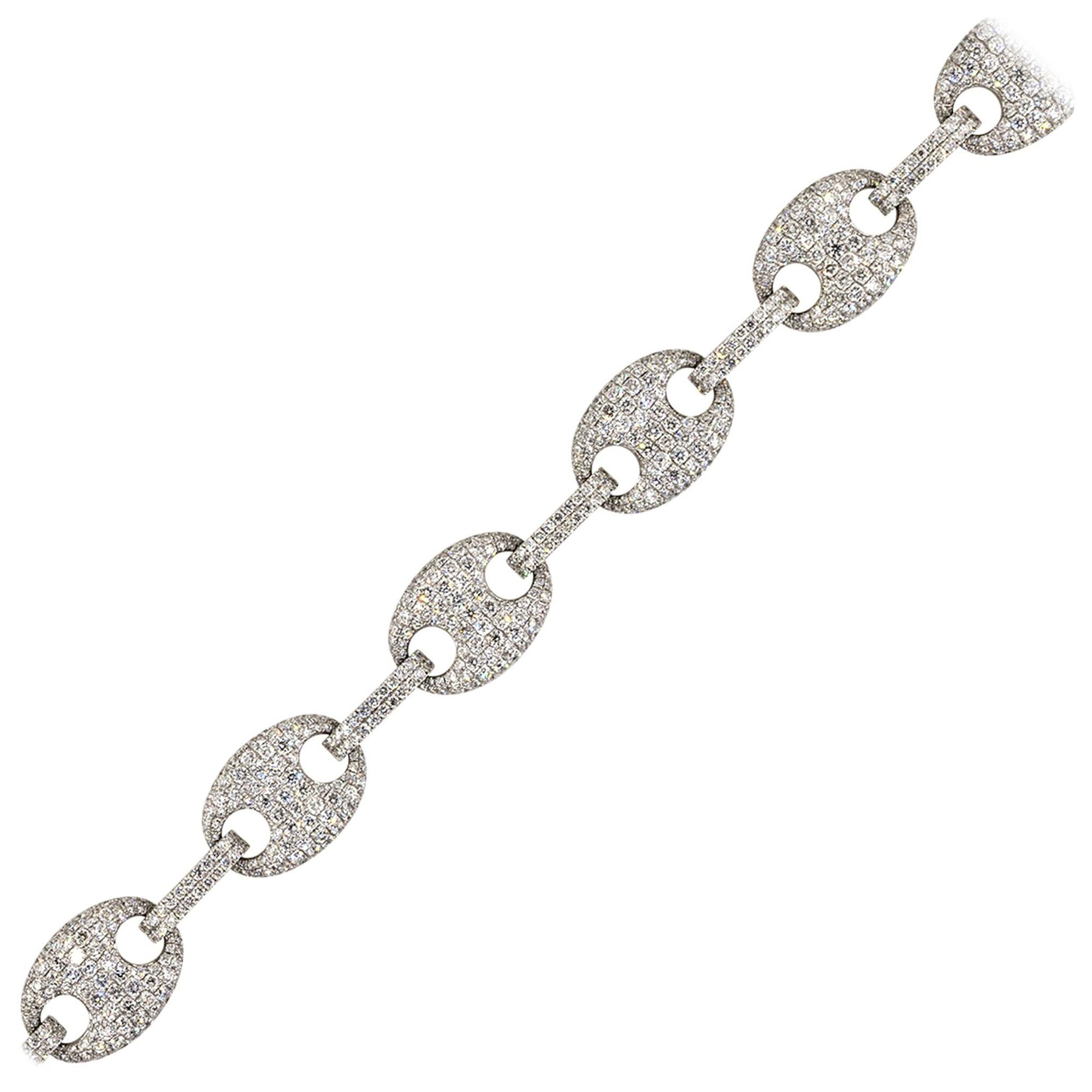 12.98 Carat Diamond Link Style Bracelet 18 Karat