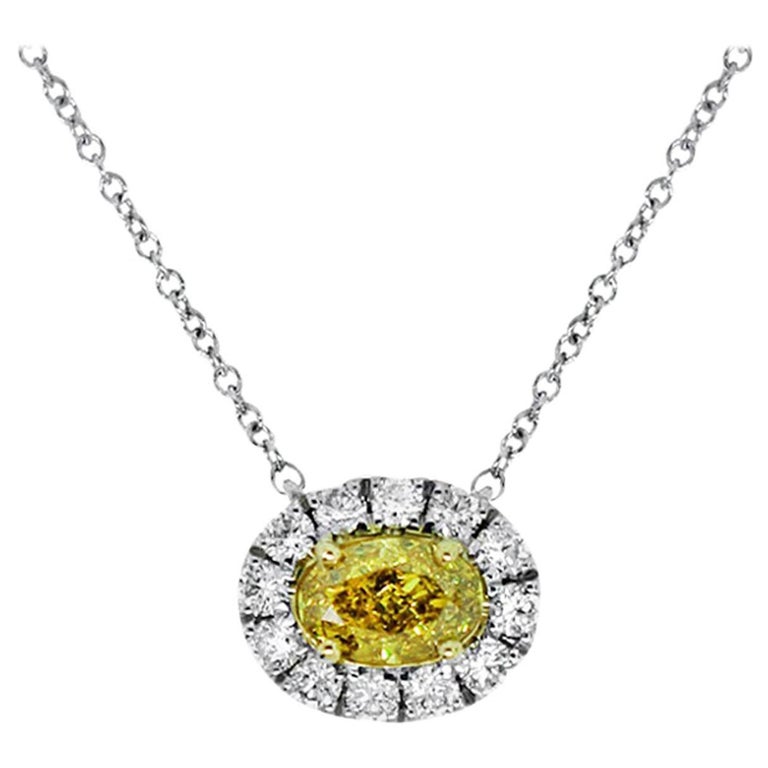 GIA Certified Fancy Yellow Diamond Necklace For Sale at 1stDibs
