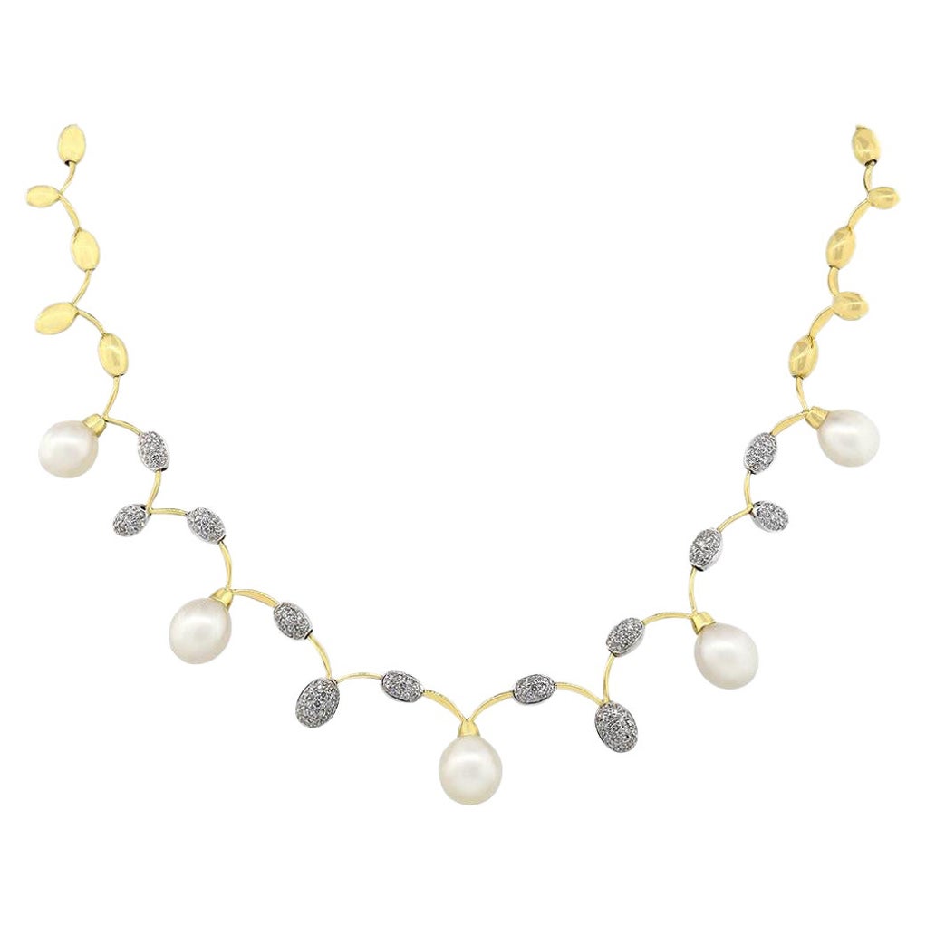Pearl and Diamond Necklace For Sale at 1stDibs