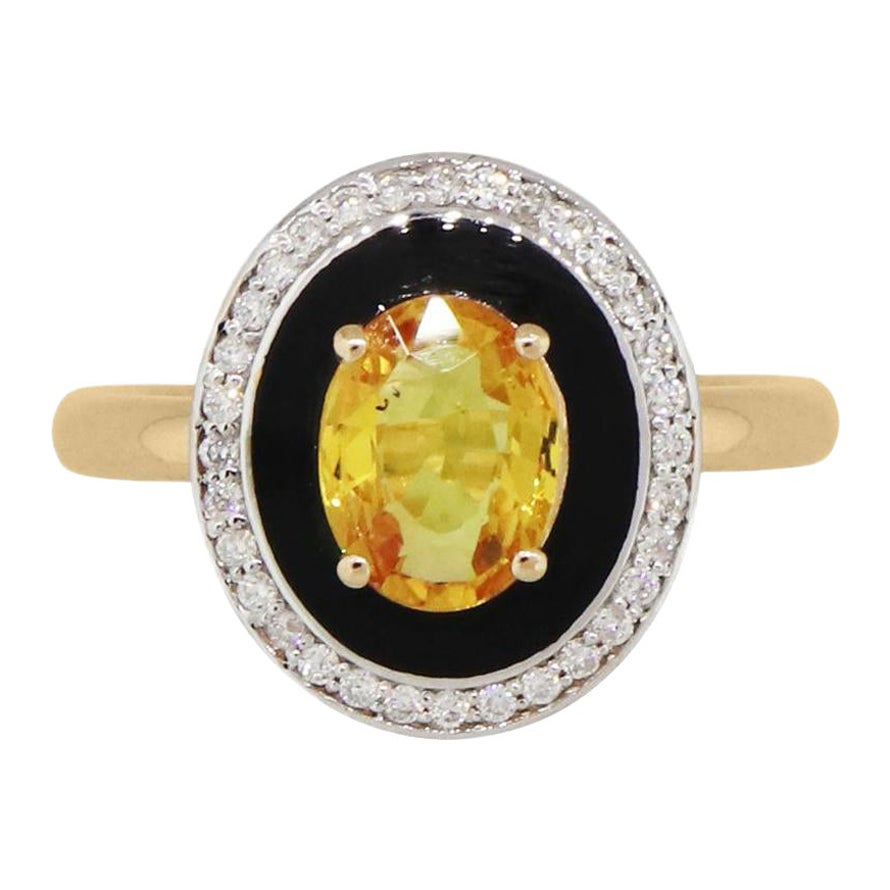 Oval Yellow Sapphire and Diamond Ring For Sale