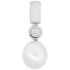 Pearl and Diamond Drop Pendant