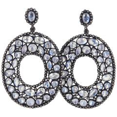 Moonstone Diamond Silver Fashion Earrings 6
