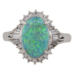 2.52 Carat Oval Cut Opal Diamond Cocktail Ring Platinum in Stock