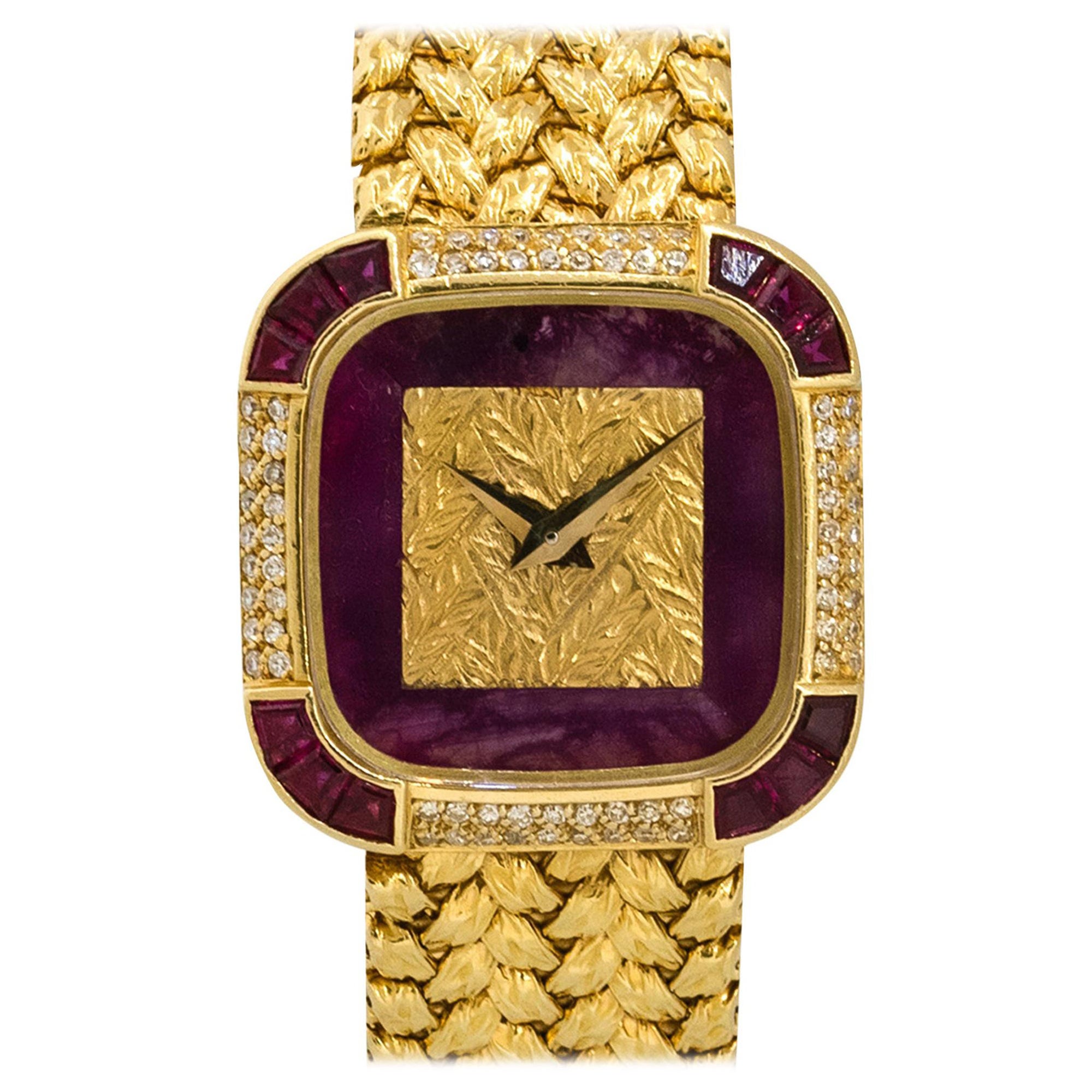 Piaget 4925D2 Damenuhr aus 18 Karat Gelbgold mit Diamanten und Rubinen