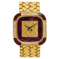 Retro Piaget 4925D2 18k Yellow Gold Diamond & Ruby Ladies Watch