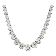 33,09 Karat runder abgestufter Diamant-Tennis-Halskette aus Platin