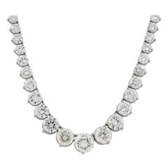 33.09 Carat Round Graduating Diamond Tennis Necklace Platinum