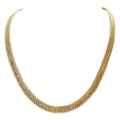 14k Fine Italian Yellow Gold Woven Necklace
