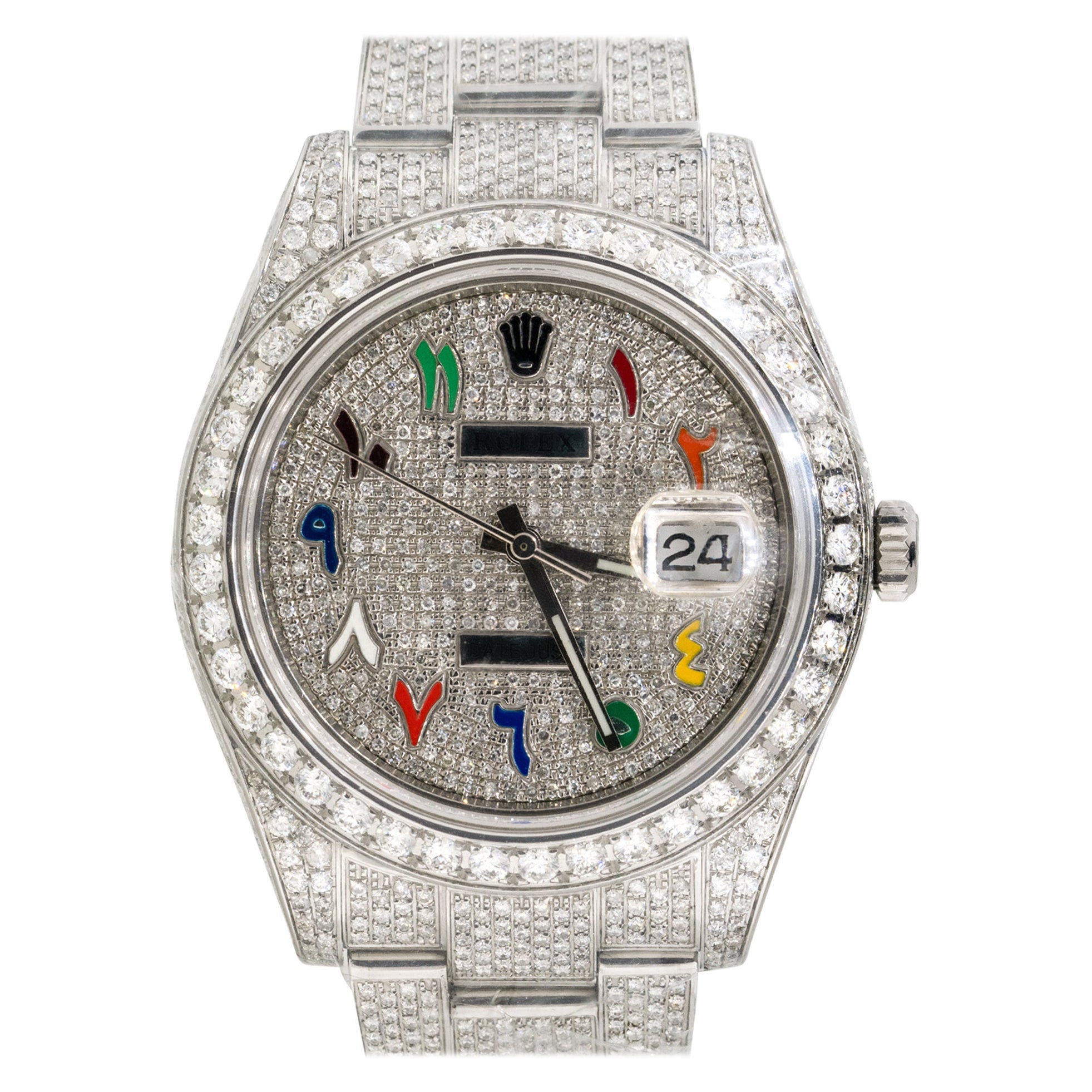 Rolex 116300 Datejust II All Diamond Tutti Fruity Arabic Dial Watch For Sale