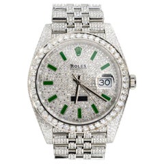 Rolex 126300 Datejust II All Diamond Green Marker Zifferblattuhr mit grünem Zifferblatt