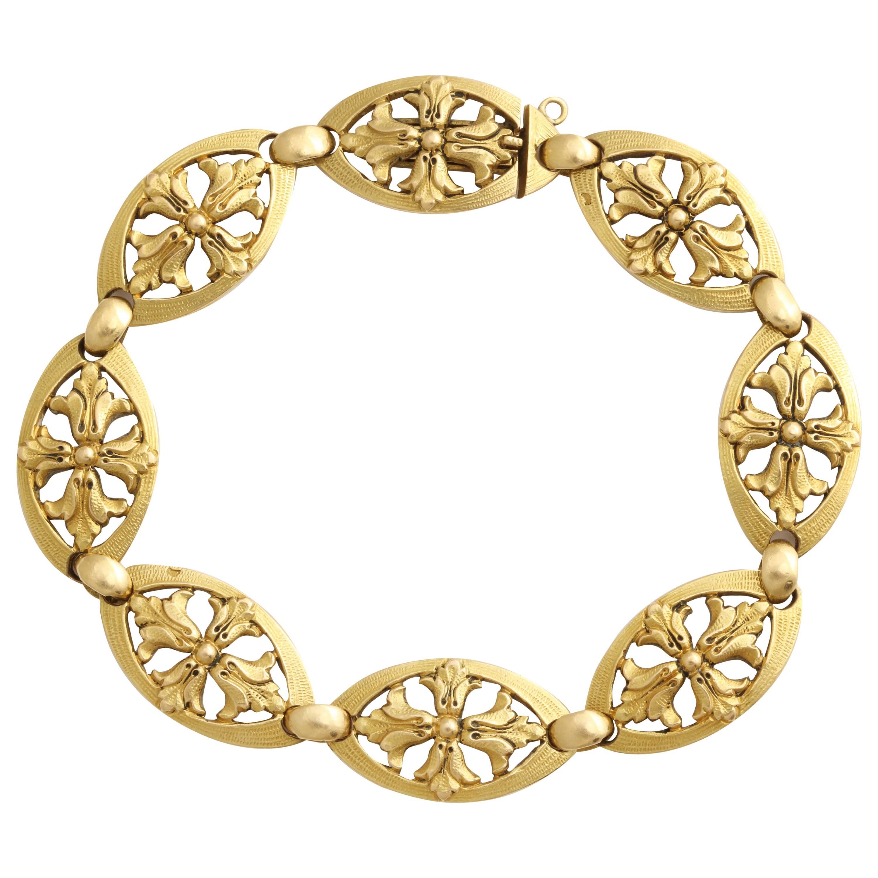 French Art Nouveau Gold Bracelet  For Sale