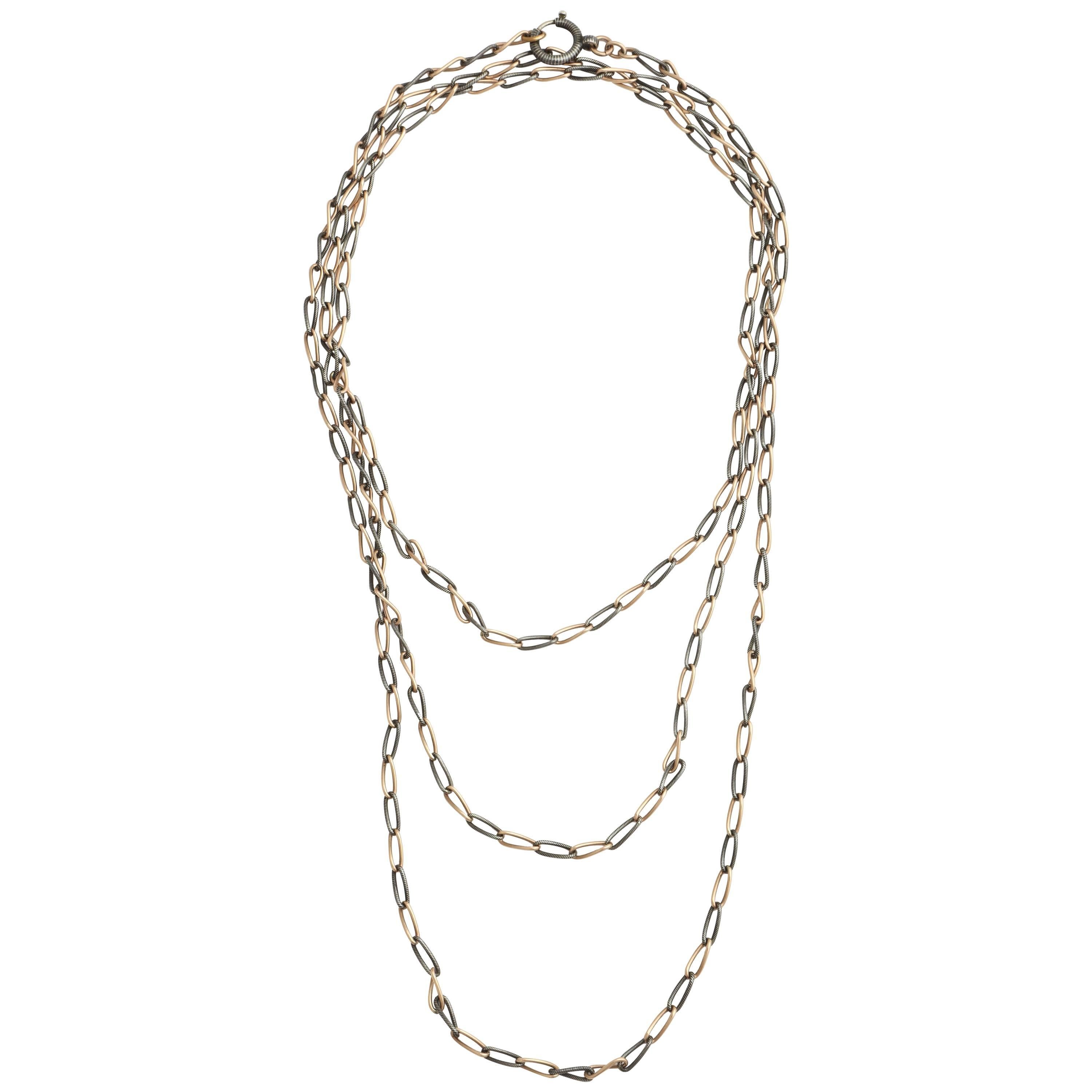 Fantastic Extra Long Victorian Niello Chain For Sale